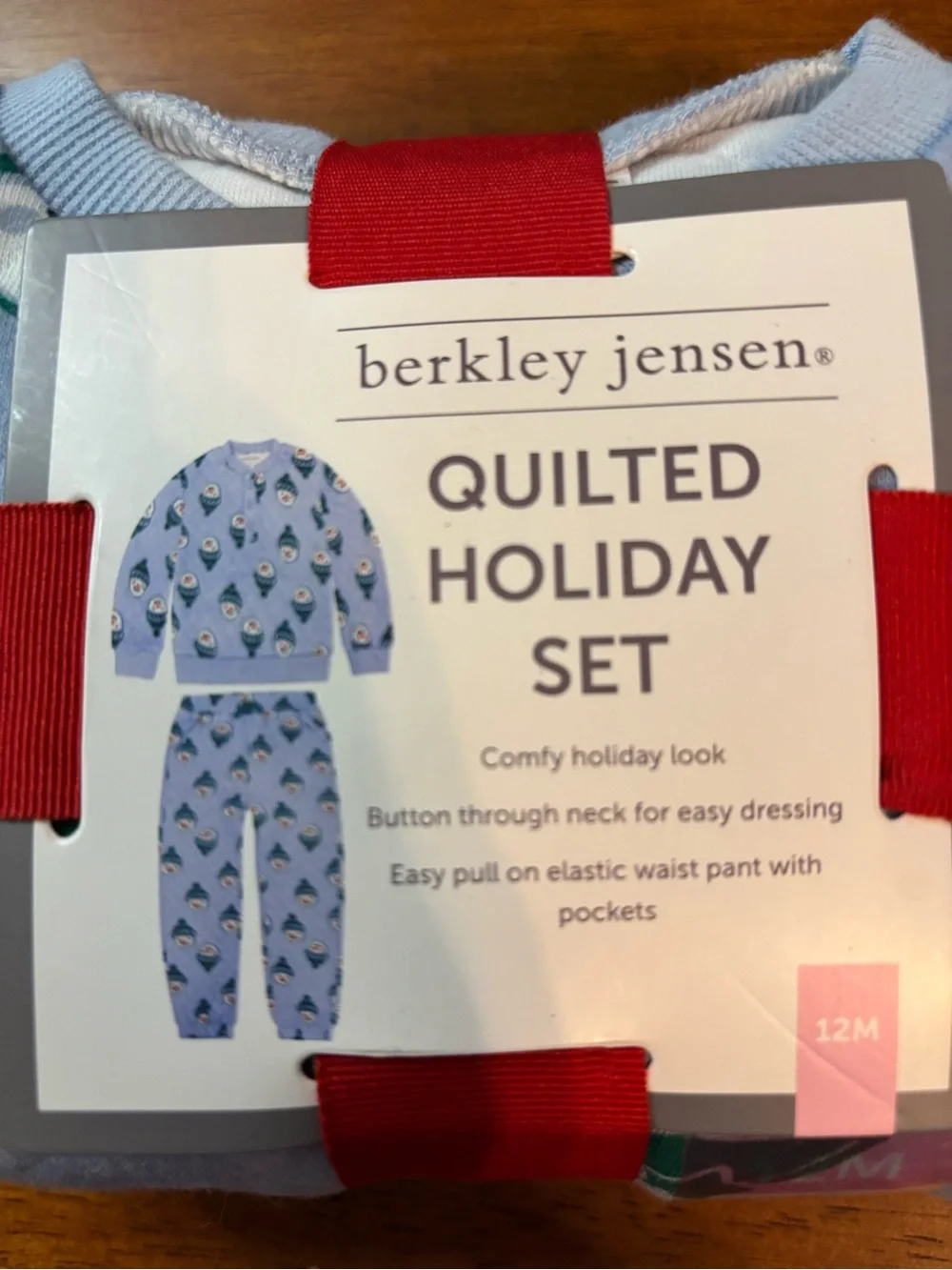 Quilted Holiday Baby 12M Pajama Set - Light Blue Snowman Print